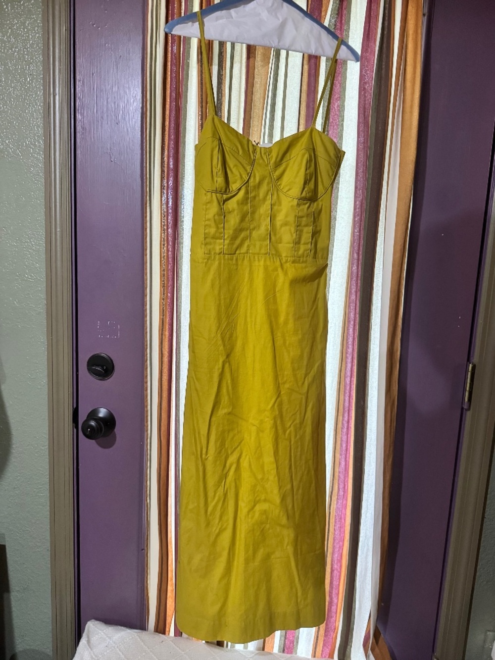S/W/F Boutique Corset Midi Dress in Citrus Chaos - Size S - Sustainable Cotton